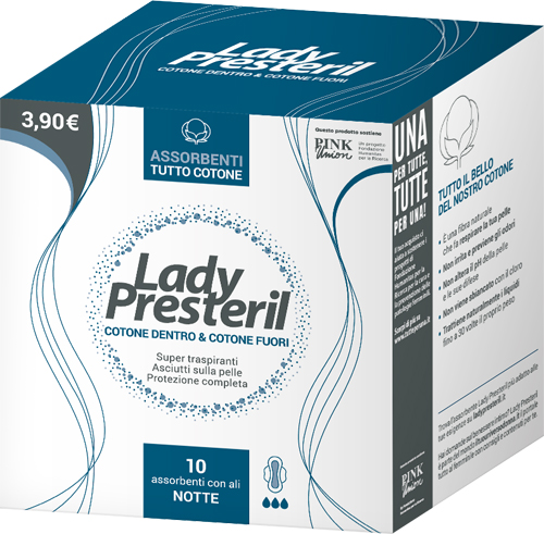 LADY PRESTERIL COTONE DENTRO & COTONE FUORI 10 ASSORBENTI CON ALI NOTTE PROMO - farmasorriso.com