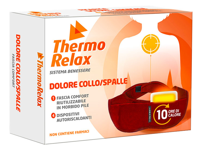 THERMORELAX FASCIA DOLORE COLLO SPALLE FASCIA+4 DISPOSITIVI AUTORISCALDANTI - farmasorriso.com