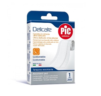 CEROTTO PIC DELICATE STRISCIA BIANCA CON TAMPONE ANTIBATTERICO CM 8X0,5 M - farmasorriso.com