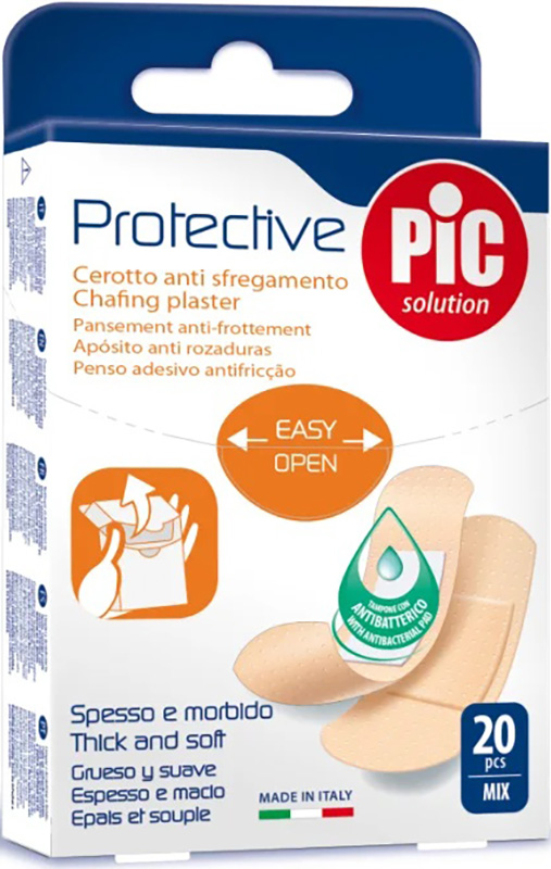 CEROTTO PIC PROTECTIVE MIX ANTIBATTERICO ANTISFREGAMENTO CON TAMPONE 20 PEZZI - farmasorriso.com