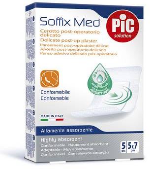 CEROTTO PIC SOFFIX MED IN TNT CON TAMPONE CENTRALE ASSORBENTE STERILE MONOUSO 5X7 CM ANTIBATTERICO 5 PEZZI - farmasorriso.com