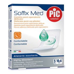CEROTTO PIC SOFFIX MED IN TNT CON TAMPONE CENTRALE ASSORBENTE STERILE MONOUSO 10X6 CM ANTIBATTERICO 5 PEZZI - farmasorriso.com