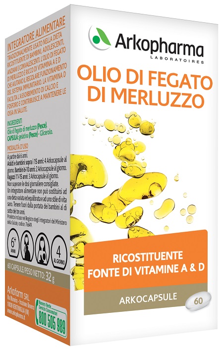 ARKO CAPSULE OLIO FEGATO MERLUZZO 60 CAPSULE - farmasorriso.com