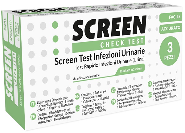 TEST PER L'INDIVIDUAZIONE RAPIDA DI LEUCOCITI SANGUE NITRITO E PROTEINA NELL'URINA SCREEN CHECK TEST INFEZIONI VIE URINARIE 3 PEZZI - farmasorriso.com