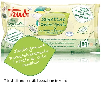 TRUDI BABY NATURE SALVIETTINE DETERGENTI 64 PEZZI - farmasorriso.com