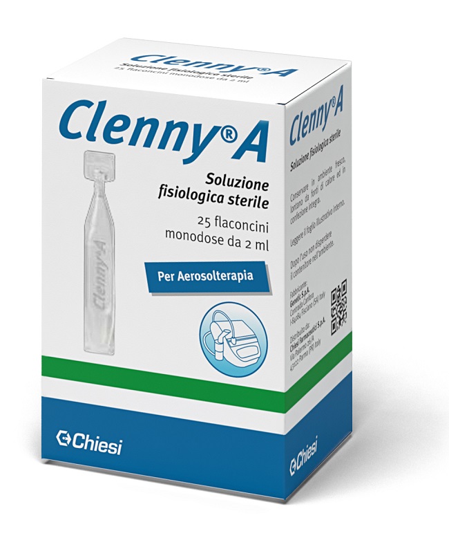 CLENNY A SOLUZIONE FISIOLOGICA STERILE PER AEROSOLTERAPIA 25 FLACONCINI MONODOSE DA 2 ML - farmasorriso.com