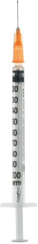 SIRINGA PER INSULINA EXTRAFINE 1ML 100 UI AGO REMOVIBILE 25 GAUGE 0,5X16 MM 1 PEZZO - farmasorriso.com