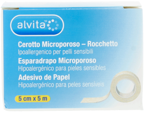 CEROTTO MICROPOROSO IN ROCCHETTO ALVITA IPOALLERGENICO PER PELLI SENSIBILI 5X500CM - farmasorriso.com