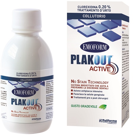 EMOFORM PLAK OUT ACTIVE CLOREXIDINA 0,20% COLLUTORIO 200 ML - farmasorriso.com