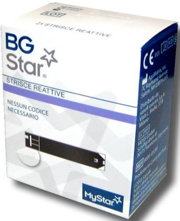 STRISCE REATTIVE MISURAZIONE GLICEMIA BGSTAR MYSTAR 25 PEZZI - farmasorriso.com