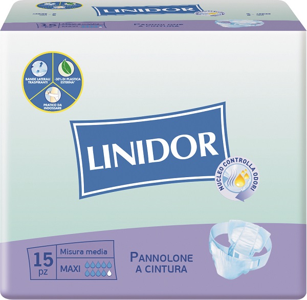 PANNOLONE LINIDOR A CINTURA MAXI MISURA MEDIA 15 PEZZI - farmasorriso.com