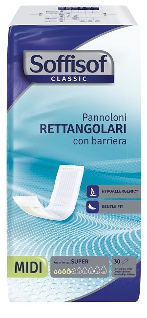 SOFFISOF CLASSIC PANNOLONE RETTENGOLARE CON BARRIERA 30 PEZZI - farmasorriso.com