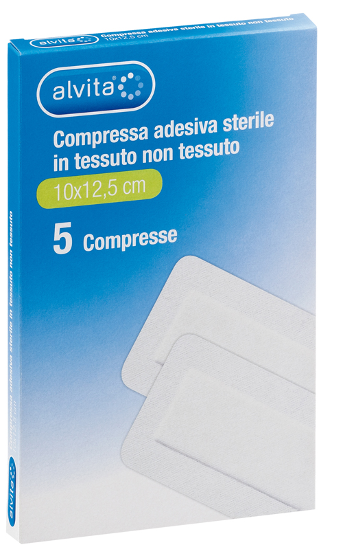 ALVITA GARZA COMPRESSA AUTOADESIVA IN TNT 10X12,5CM 5 PEZZI - farmasorriso.com