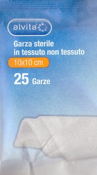 ALVITA GARZA STERILE IN TESSUTO NON TESSUTO 10X10CM 25 PEZZI - farmasorriso.com