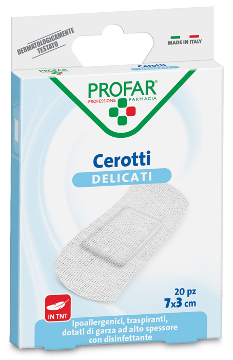 CEROTTO TESSUTO NON TESSUTO DELICATO GRANDI 7X3 CM 20 PEZZI PROFAR - farmasorriso.com
