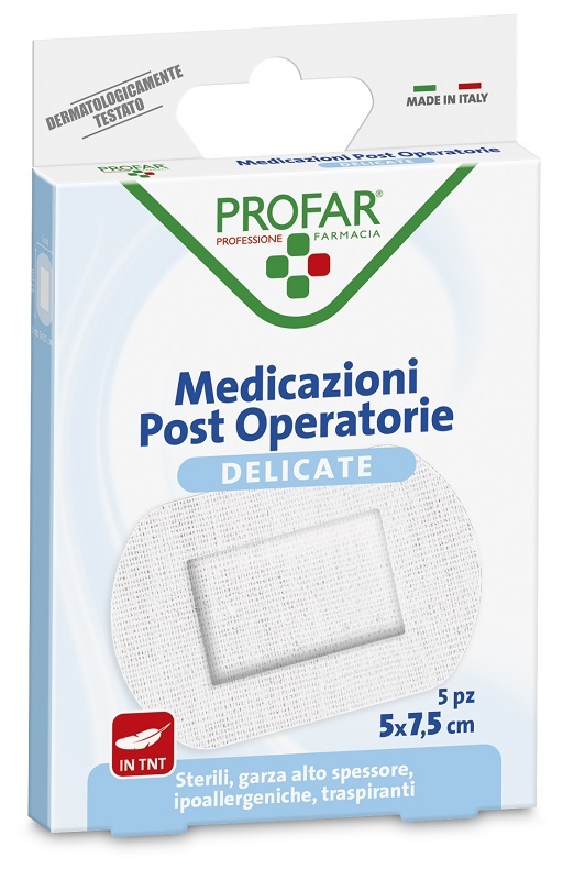 MEDICAZIONE POST OPERATORIA STERILE GARZA ANTIADERENTE 5X7,5 CM 5 PEZZI PROFAR - farmasorriso.com