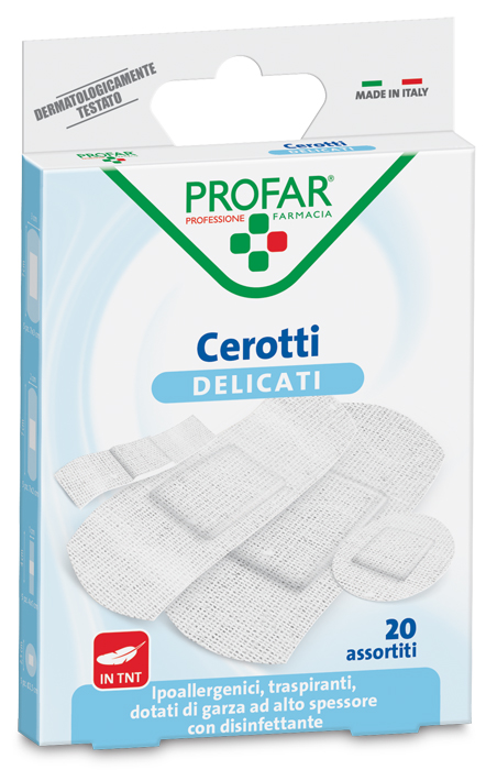 CEROTTO TESSUTO NON TESSUTO DELICATO ASSORTITI 20 PEZZI PROFAR - farmasorriso.com