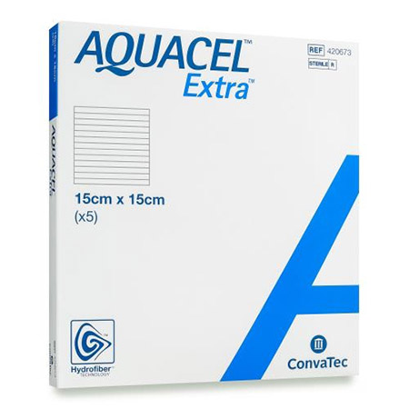 MEDICAZIONE IN HYDROFIBER STERILE COSTITUITA FIBRE IDROCOLLOIDI DI CARBOSSIMETILCELLULOSA SODICA PURA AQUACEL EXTRA 15X15 5 PEZZI - farmasorriso.com
