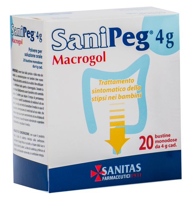 SANIPEG MACROGOL POLVERE PER SOLUZIONE ORALE 20 BUSTINE DA 4 G - farmasorriso.com