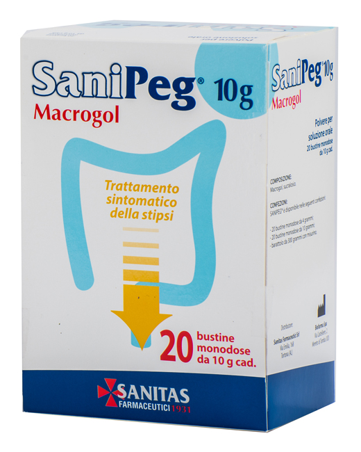 SANIPEG MACROGOL POLVERE PER SOLUZIONE ORALE 20 BUSTE DA 10 G - farmasorriso.com