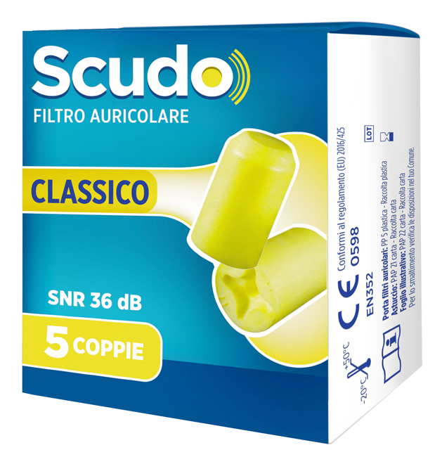 SCUDO FILTRO AURICOLARE CLASSICO SNR 36 DB 7-12MM 5 PAIA - farmasorriso.com