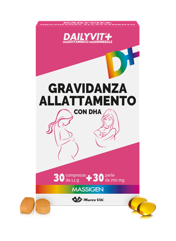 MASSIGEN GRAVIDANZA ALLATTAMENTO CON ACIDO FOLICO MULTIVITAMINICO E MULTIMINERALE 30 COMPRESSE RIVESTITE DA 1,1 G + 30 PERLE DA 700 MG - farmasorriso.com