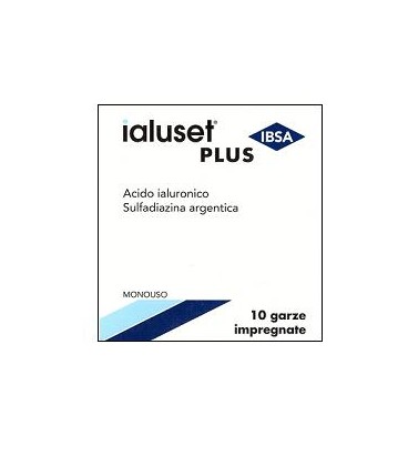 GARZA IALUSET PLUS IMPREGNATA DI CREMA DI ACIDO IALURONICO 0,05%, DI SULFADIAZINA ARGENTICA 1%, MACROGOL, GLICEROLO E ACQUA 10 X 10 CM 10 PEZZI - farmasorriso.com