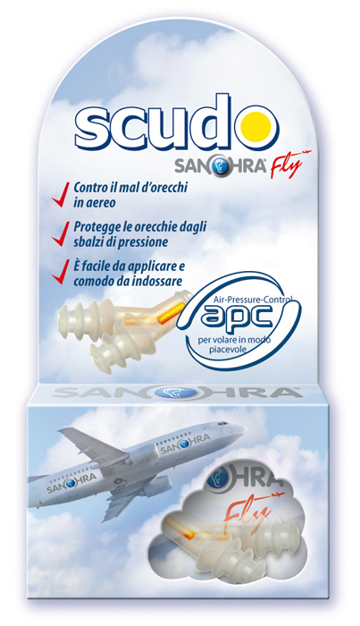FILTRO AURICOLARE EARPLUG SCUDO FLY ADULTI SANOHRA 2 PEZZI - farmasorriso.com
