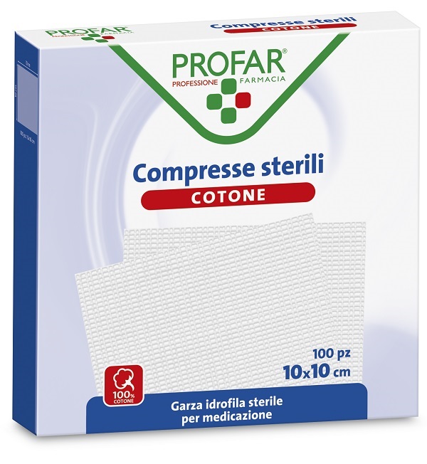 COMPRESSE IN COTONE 100 PEZZI 10 X 10 CM PROFAR - farmasorriso.com