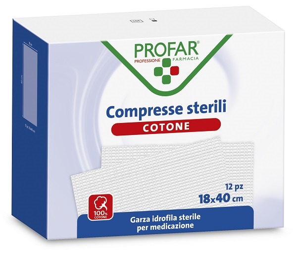 COMPRESSE IN COTONE 12 PEZZI 18 X 40 CM PROFAR - farmasorriso.com