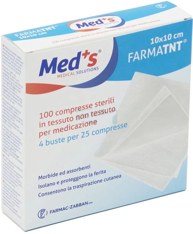 GARZA COMPRESSA MEDS TESSUTO NON TESSUTO 10X10CM 100 PEZZI - farmasorriso.com