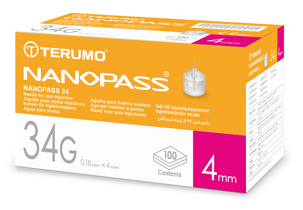 AGO PER PENNA DA INSULINA NANOPASS 34 GAUGE LUNGHEZZA 4 MM 100 PEZZI - farmasorriso.com