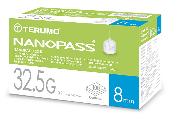 AGO PER PENNA DA INSULINA NANOPASS 32,5 GAUGE LUNGHEZZA 8 MM 100 PEZZI - farmasorriso.com
