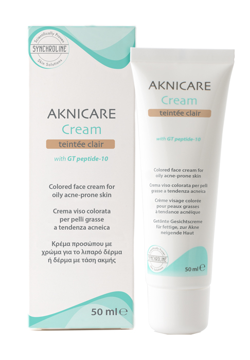 CREMA TRATTANTE COLORATA PER PELLE ACNEICA AKNICARE CREAM TEINTEE CLAIR TUBETTO 50 ML - farmasorriso.com