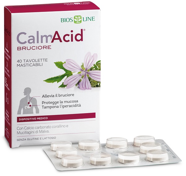 BIOSLINE CALMACID BRUCIORE 40 TAVOLETTE MASTICABILI - farmasorriso.com