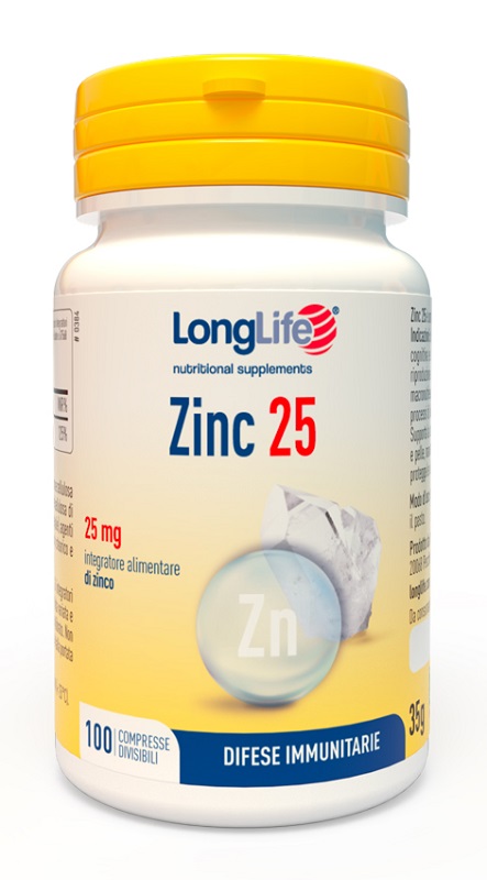 LONGLIFE ZINC 25 MG 100 COMPRESSE DIVISIBILI - farmasorriso.com