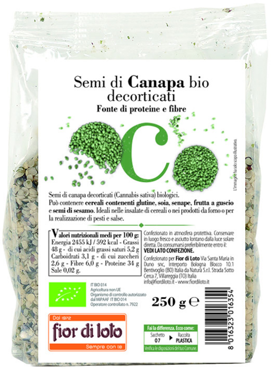 SEMI CANAPA DECORTICATA BIO 250 G - farmasorriso.com