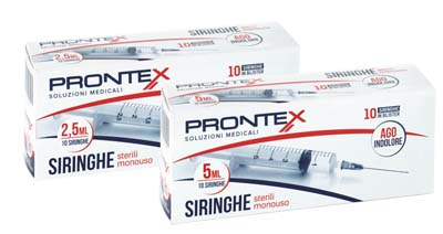 SIRINGA PRONTEX 5 ML AGO IND 10 PEZZI - farmasorriso.com