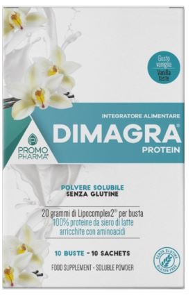 DIMAGRA PROTEIN POLVERE SOLUBILE GUSTO VANIGLIA 10 BUSTINE - farmasorriso.com