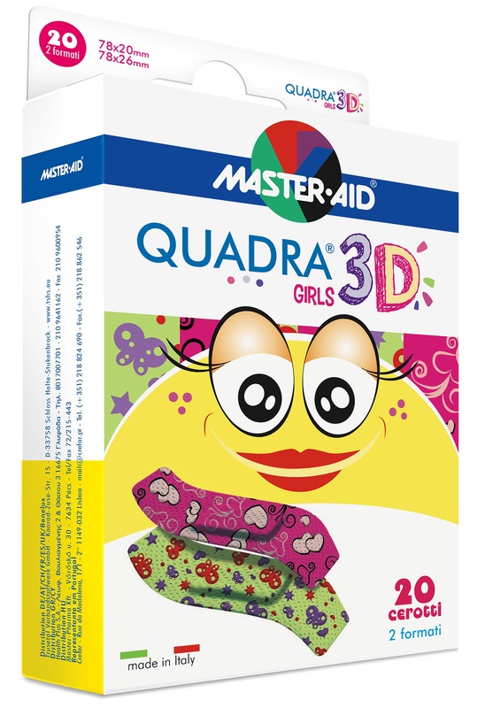 CEROTTO MASTER-AID QUADRA 3D GIRLS 20 PEZZI ASSORTITI - farmasorriso.com
