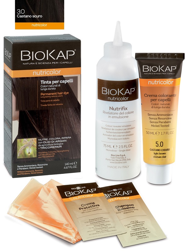 BIOKAP NUTRICOLOR 3,0 NEW CASTANO SCURO TINTA TUBO + FLACONE - farmasorriso.com