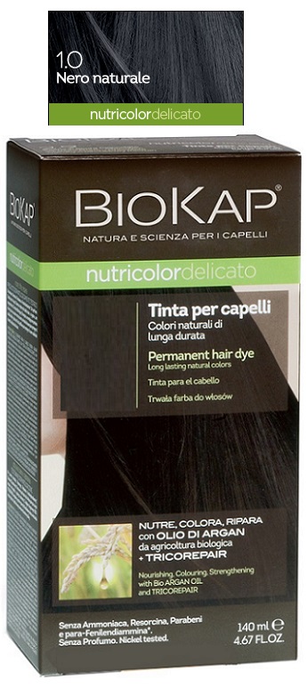 BIOKAP NUTRICOLOR DELICATO 1,0 NERO NATURALE TINTA TUBO + FLACONE - farmasorriso.com
