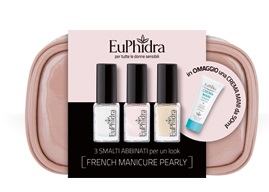 EUPHIDRA FRENCH MANICURE PERLATO POCHETTE 3 MINI SMALTI + 1 CREMA MANI 25 ML - farmasorriso.com
