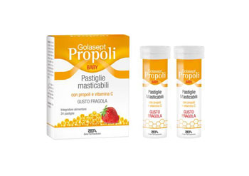 GOLASEPT PROPOLI BABY 24 COMPRESSE MASTICABILI FRAGOLA - farmasorriso.com