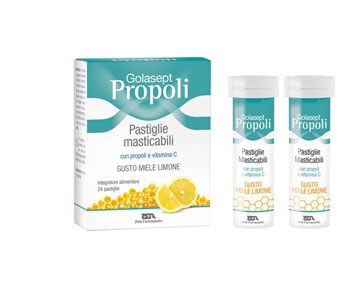 GOLASEPT PROPOLI 24 COMPRESSE MASTICABILI MIELE LIMONE - farmasorriso.com