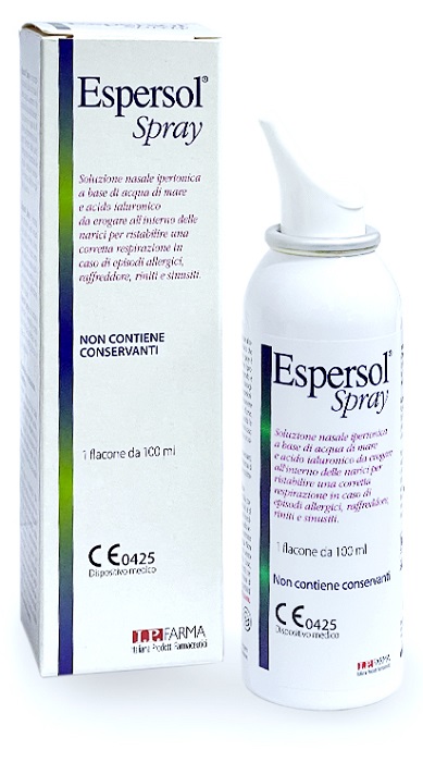 SOLUZIONE NASALE ESPERSOL SPRAY IPERTONICA A BASE DI ACQUA DI MARE E ACIDO IALURONICO 0,02% 100ML - farmasorriso.com