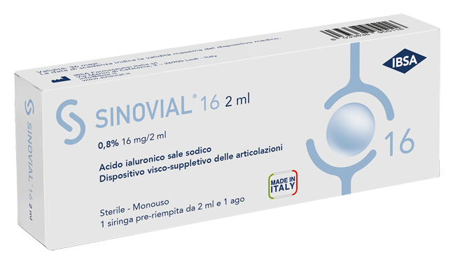 SIRINGA INTRA-ARTICOLARE SINOVIAL 16 ACIDO IALURONICO SALE SODICO 0,8% 16MG/2ML 2ML + AGO 21 GAUGE - farmasorriso.com