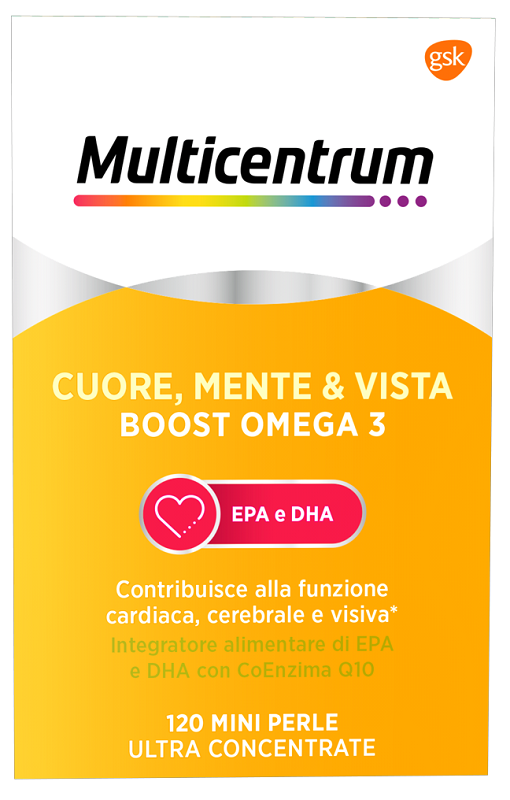 MULTICENTRUM CUORE MENTE E VISTA BOOST OMEGA 3 120 MINI PERLE - farmasorriso.com