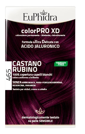 EUPHIDRA COLORPRO XD 465 CAST RUBINO GEL COLORANTE CAPELLI IN FLACONE + ATTIVANTE + BALSAMO + GUANTI - farmasorriso.com