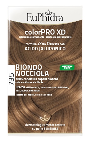 EUPHIDRA COLORPRO XD 735 BIONDO NOCCIOLA GEL COLORANTE CAPELLI IN FLACONE + ATTIVANTE + BALSAMO + GUANTI - farmasorriso.com